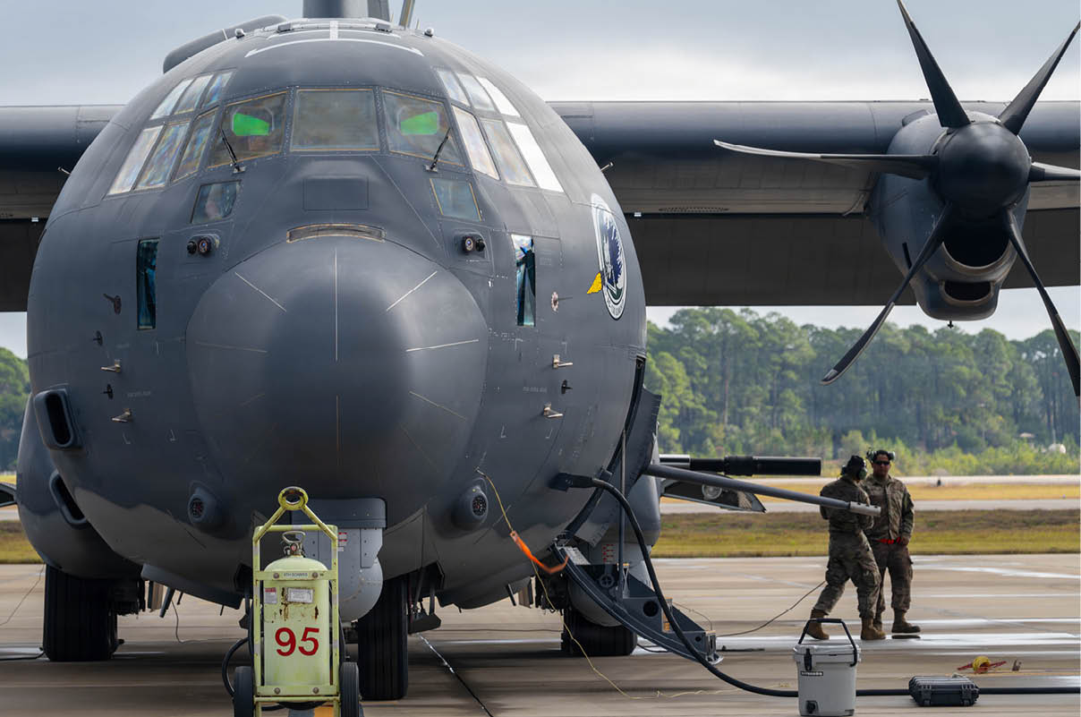 Two men are working on a large airplane. AI generated content