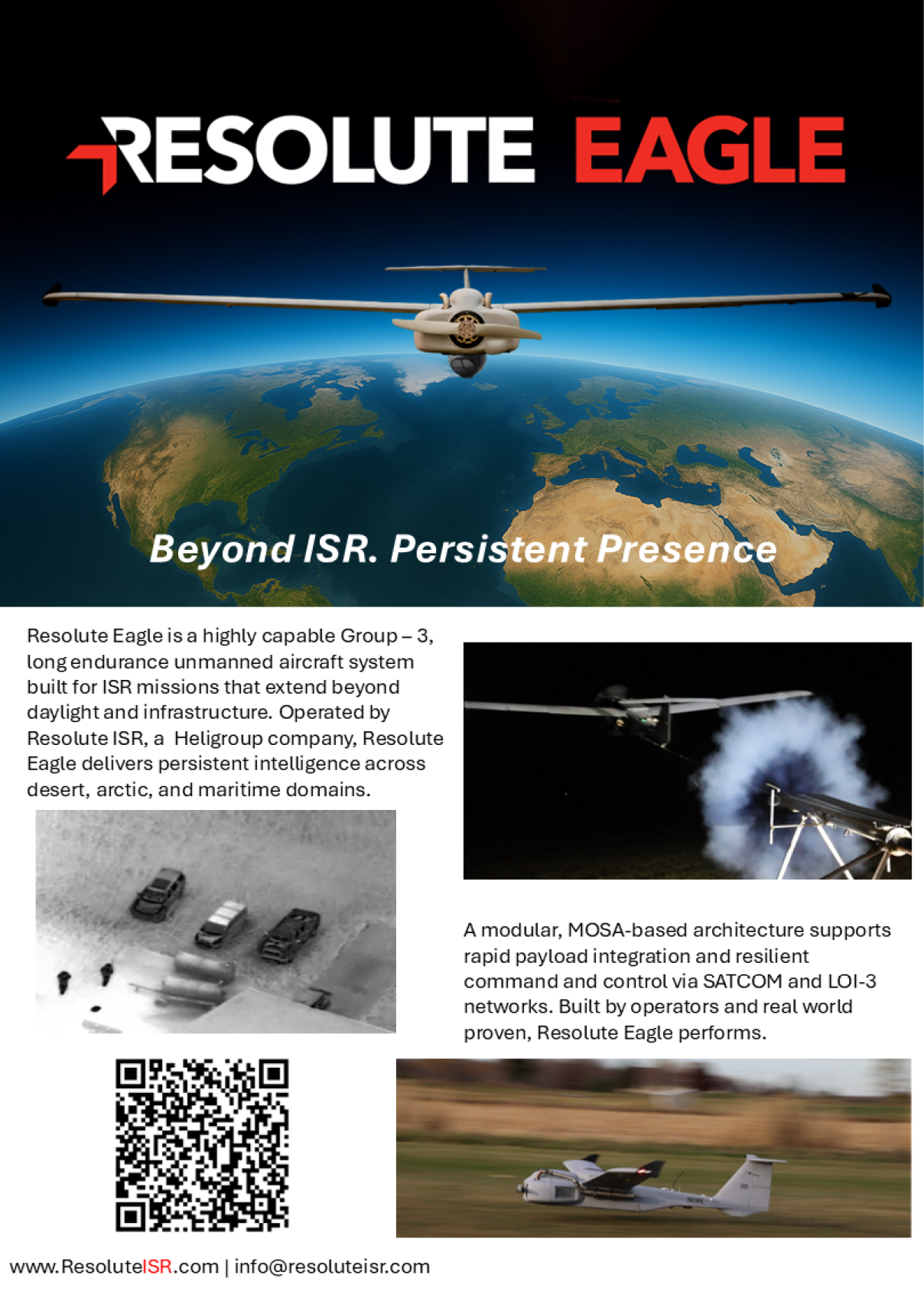 A flyer for ResQute Eagle features a drone flying over a field with a car and a truck. The flyer also includes a picture of a drone flying over a field with a car and a truck. AI generated content