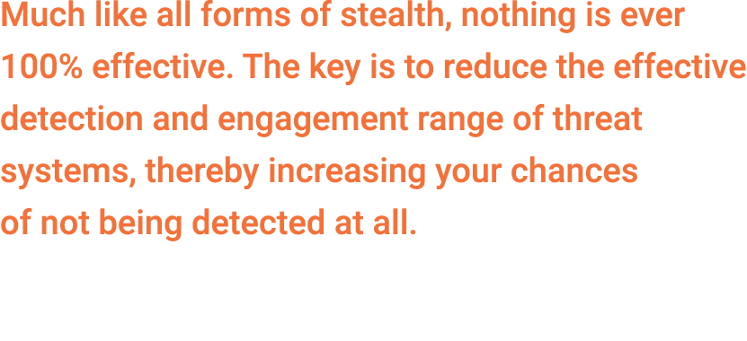 Much like all forms of stealth, nothing is ever 100% effective. The key is to reduce the effective detection and enga...