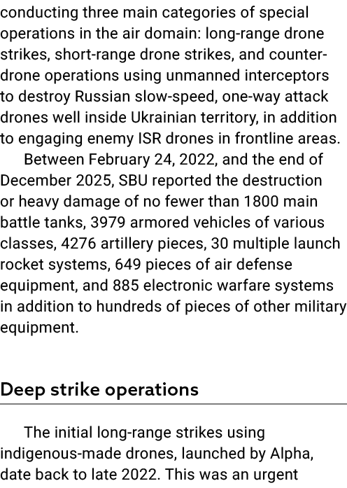 conducting three main categories of special operations in the air domain: long range drone strikes, short range drone...