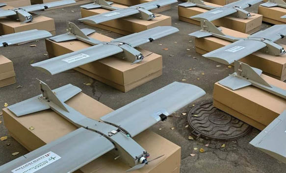 A large number of cardboard boxes are piled on top of each other, with some of them containing model airplanes. AI generated content