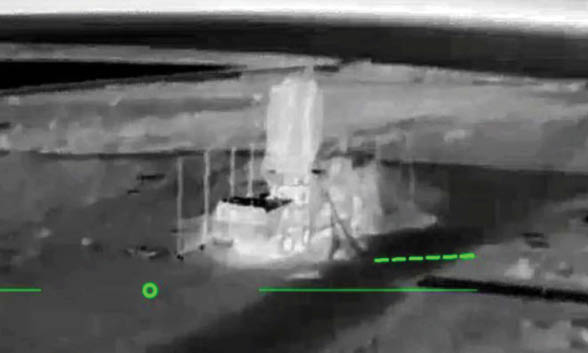 A satellite image of a large structure with a green light on it. AI generated content