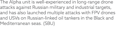 The Alpha unit is well experienced in long range drone attacks against Russian military and industrial targets, and h...