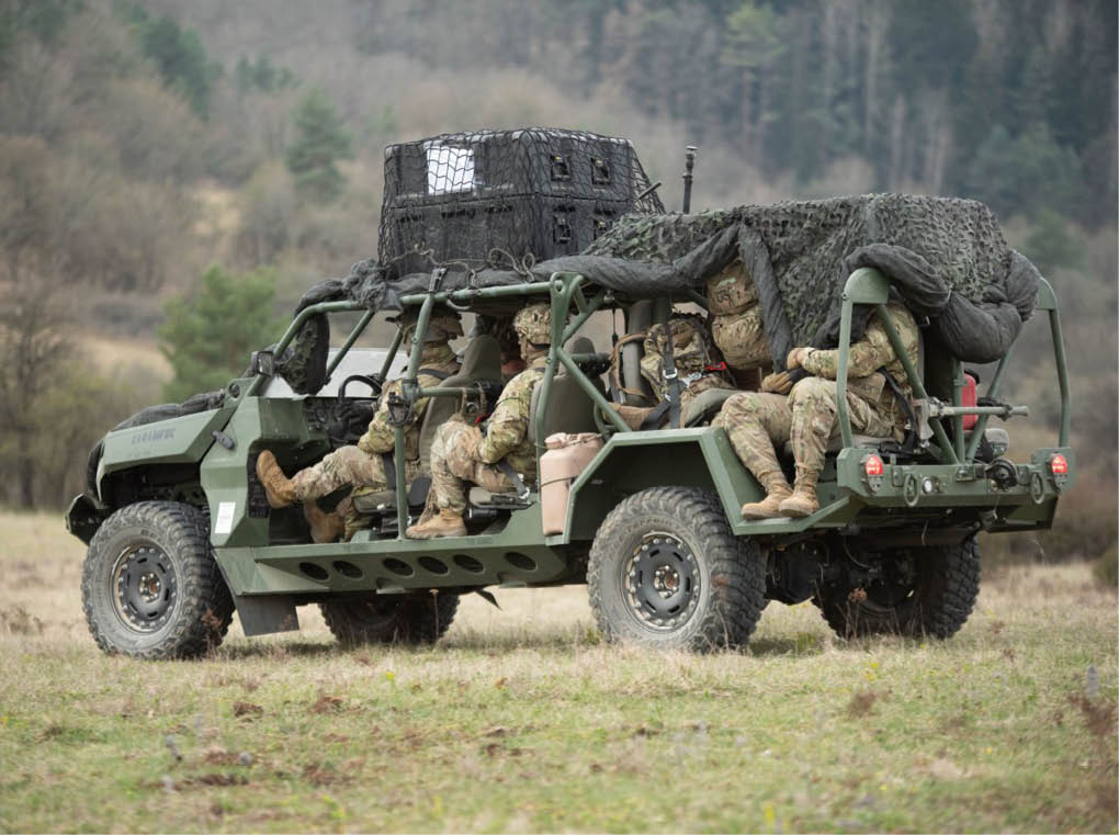 A group of soldiers are riding in the back of a military truck. AI generated content
