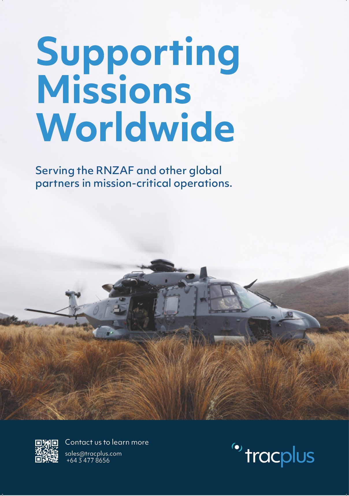 A helicopter is shown on a poster with the words “Supporting Missions Worldwide" written on it. AI generated content