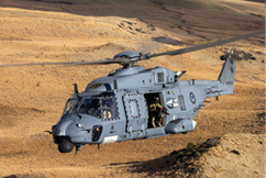 A helicopter is flying in the air with a group of people on board. AI generated content