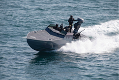 A group of men are on a boat in the ocean, some of them are holding guns. AI generated content