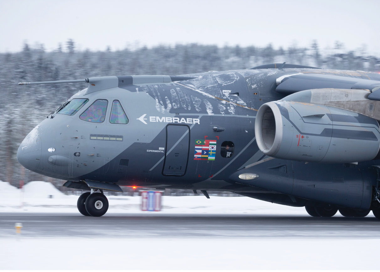 A large jet is on the runway. Description generated by AI
