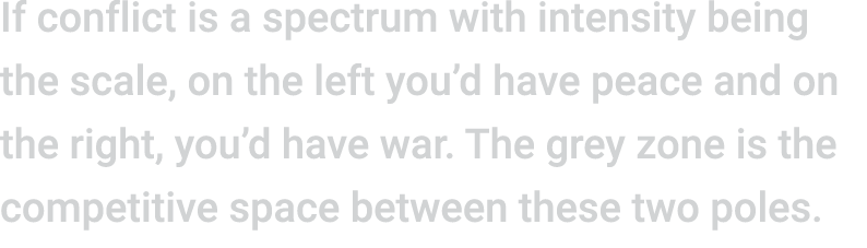 If conflict is a spectrum with intensity being the scale, on the left you’d have peace and on the right, you’d have w...