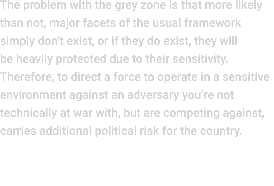 The problem with the grey zone is that more likely than not, major facets of the usual framework simply don’t exist, ...