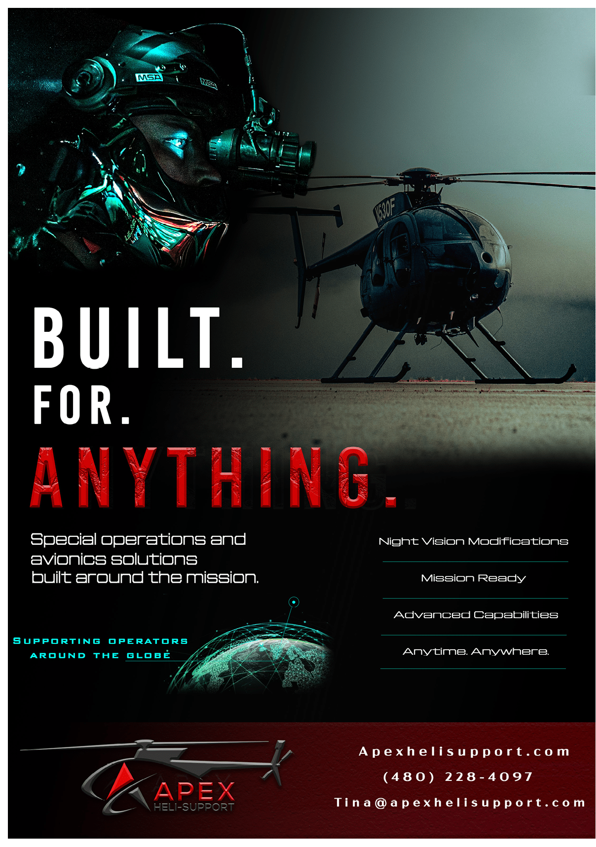 A poster advertising a helicopter company. Description generated by AI