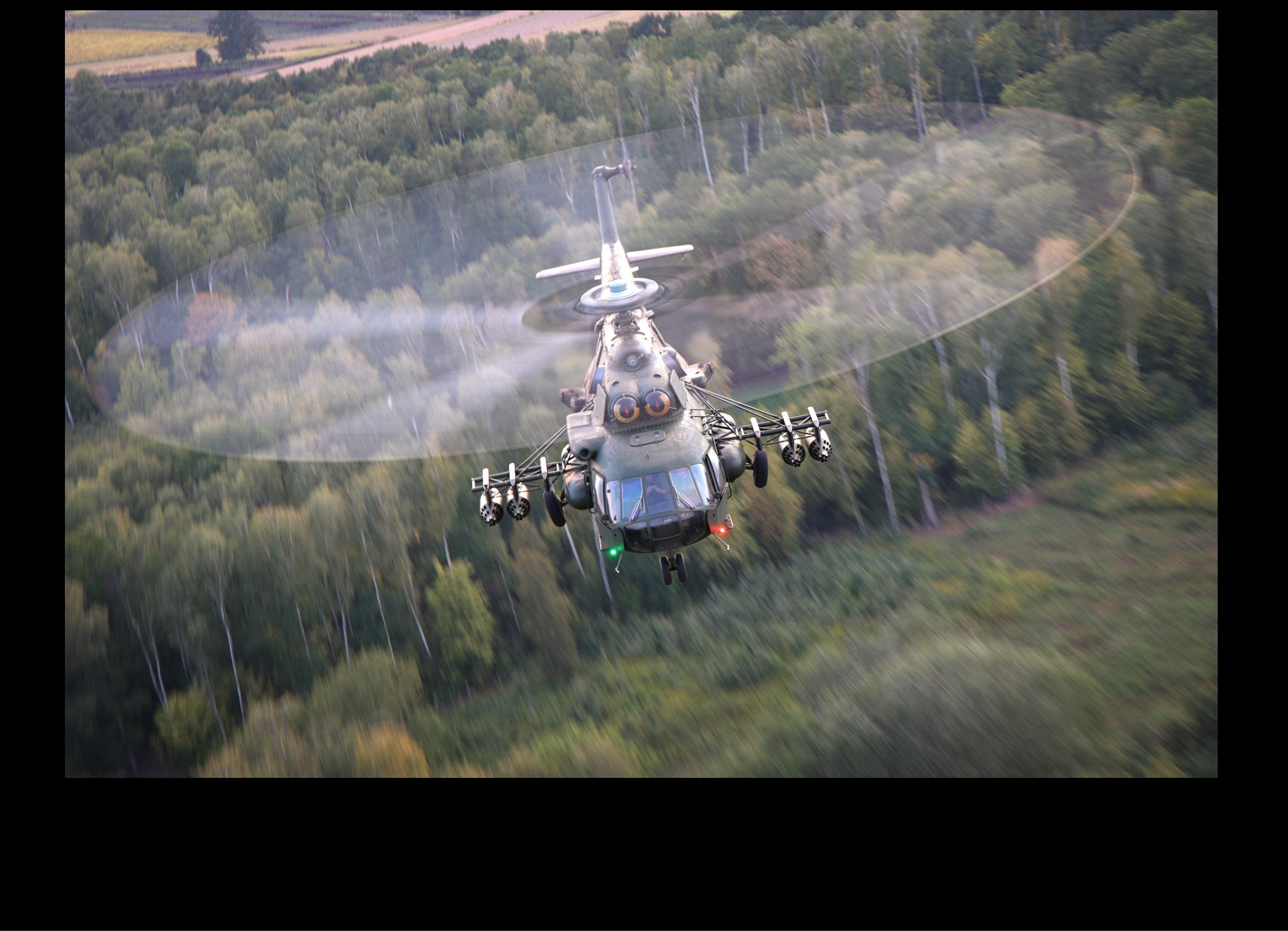 A helicopter is flying through the air with its blades spinning. AI generated content