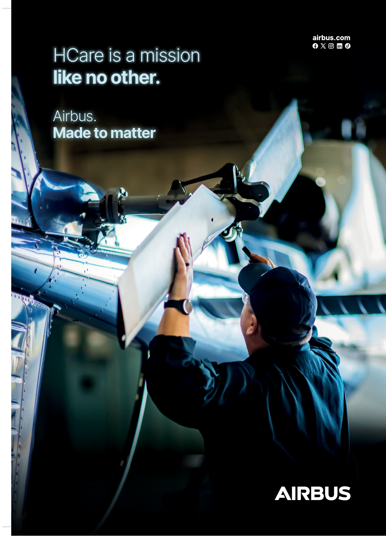 A man is working on a plane, fixing the wing. AI generated content