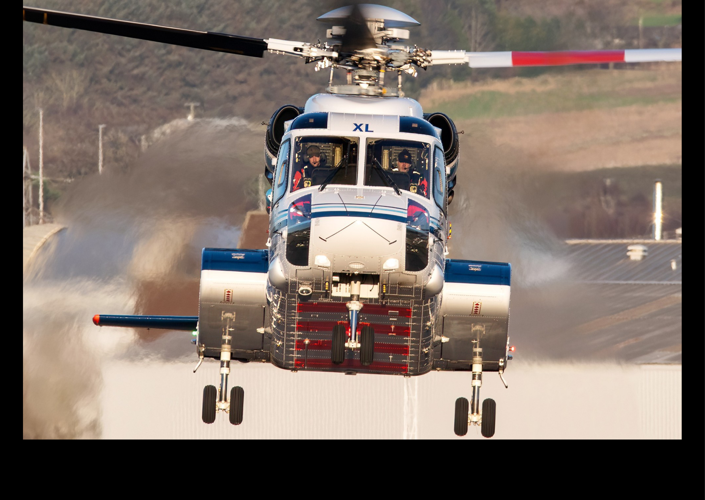 A helicopter is flying in the air with a person inside. AI generated content