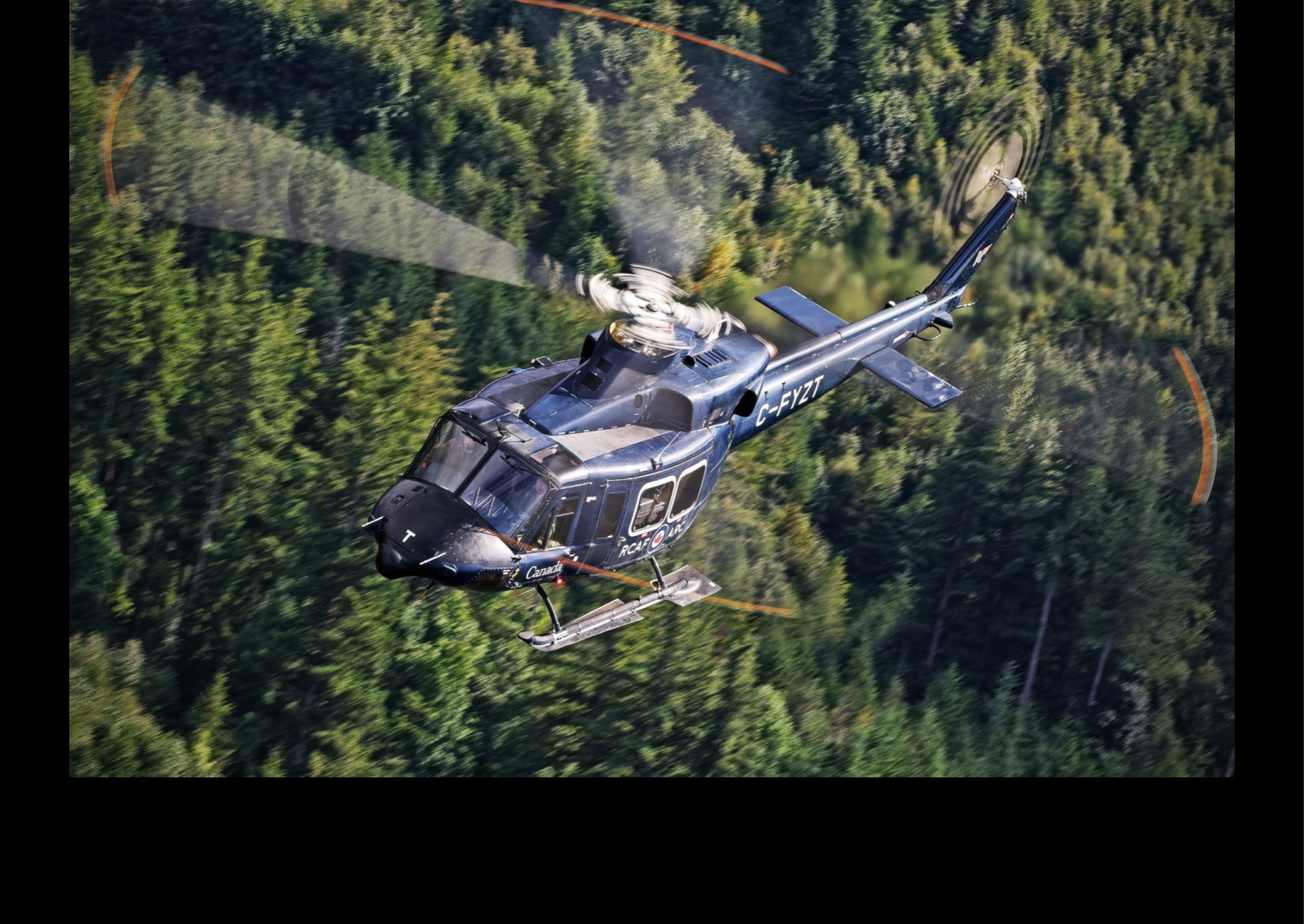 A helicopter is flying through the air with its blades spinning. AI generated content