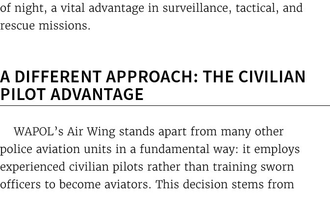 of night, a vital advantage in surveillance, tactical, and rescue missions. A Different Approach: The Civilian Pilot ...