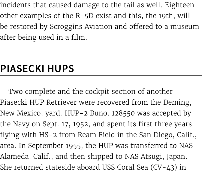 incidents that caused damage to the tail as well. Eighteen other examples of the R 5D exist and this, the 19th, will ...