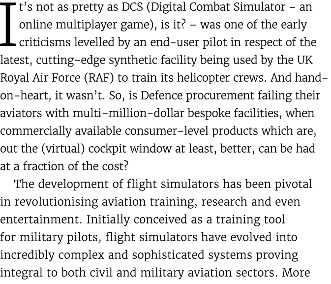 It’s not as pretty as DCS (Digital Combat Simulator an online multiplayer game), is it? – was one of the early critic...