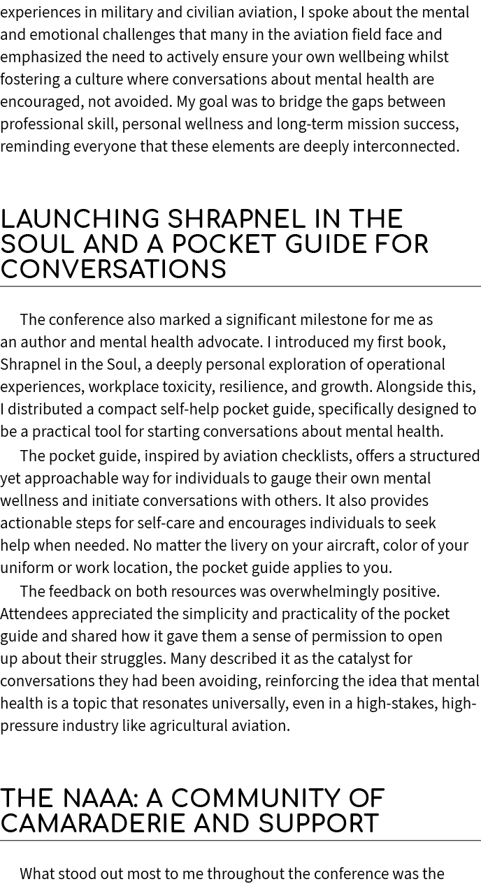 experiences in military and civilian aviation, I spoke about the mental and emotional challenges that many in the avi...