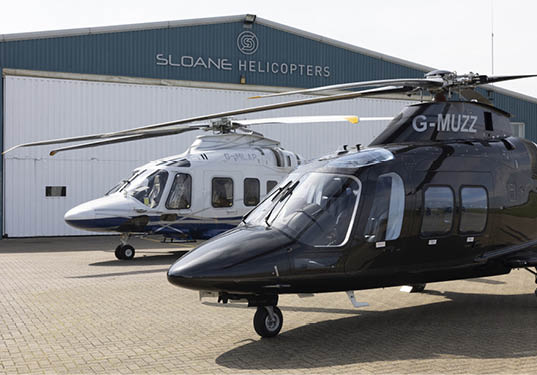 Images from Agusta branding event video at Sloane Helicopters, Sywell