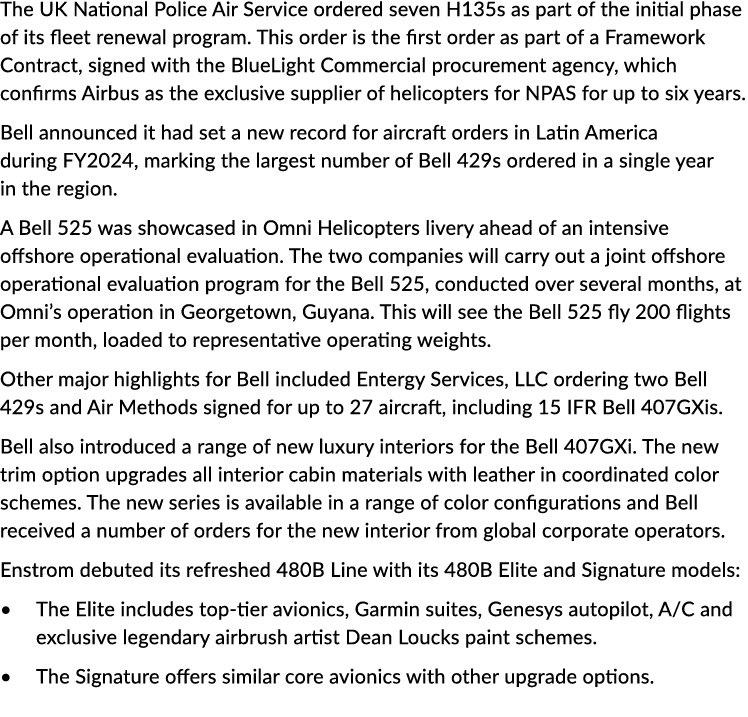 The UK National Police Air Service ordered seven H135s as part of the initial phase of its fleet renewal program. Thi...