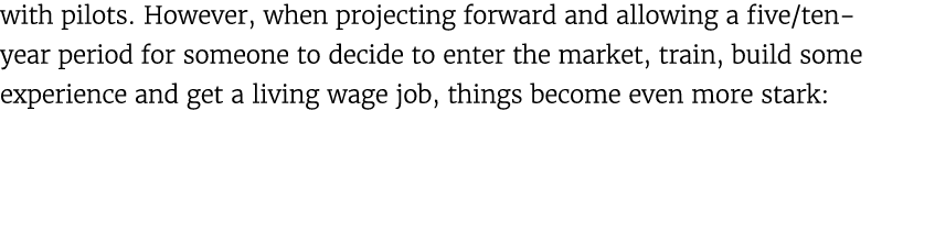 with pilots. However, when projecting forward and allowing a five/ten year period for someone to decide to enter the ...