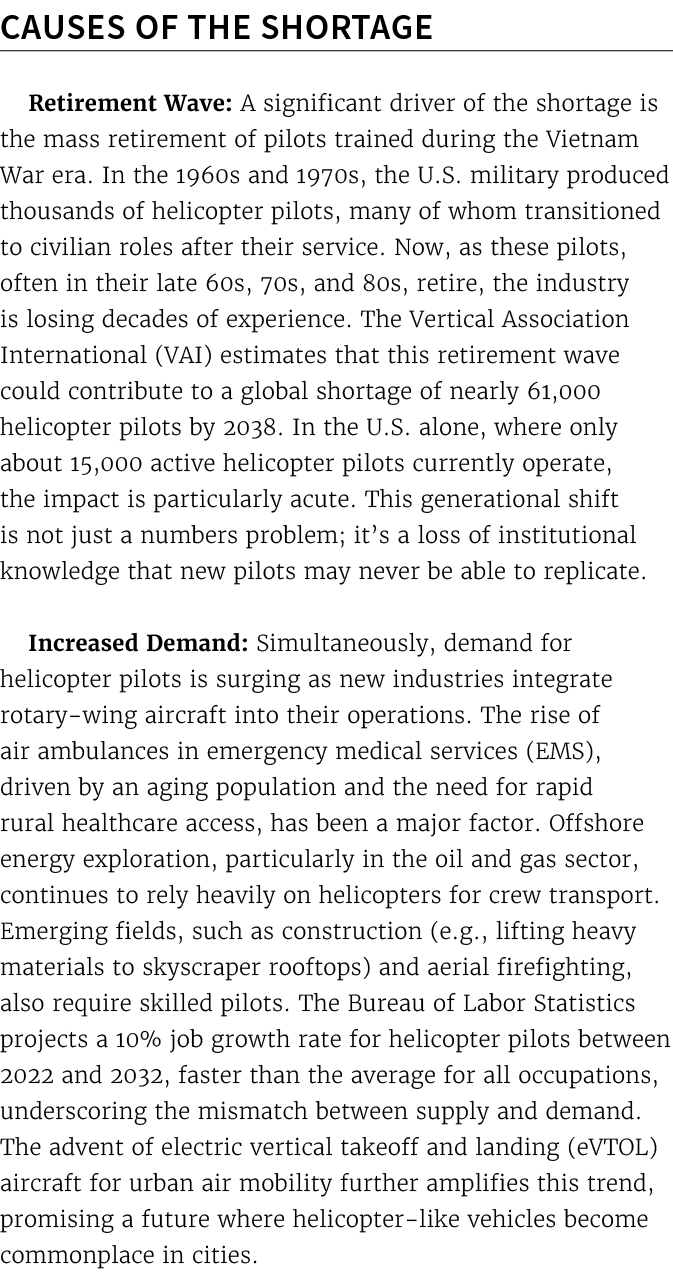 Causes of the Shortage Retirement Wave: A significant driver of the shortage is the mass retirement of pilots trained...