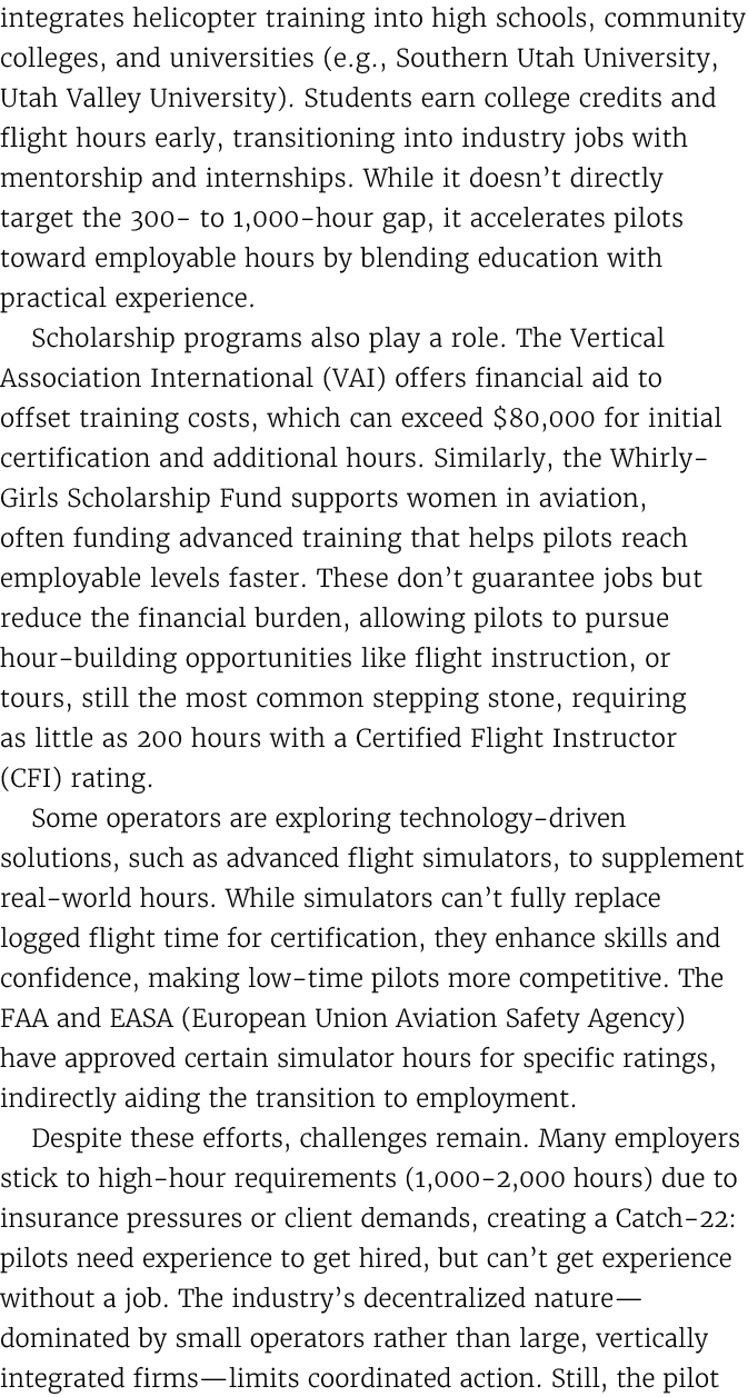 integrates helicopter training into high schools, community colleges, and universities (e.g., Southern Utah Universit...