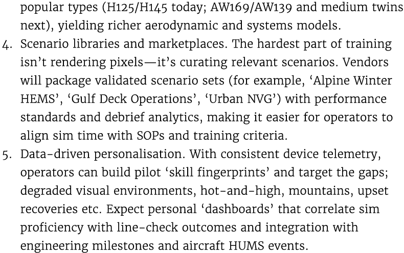 popular types (H125/H145 today; AW169/AW139 and medium twins next), yielding richer aerodynamic and systems models. 4...