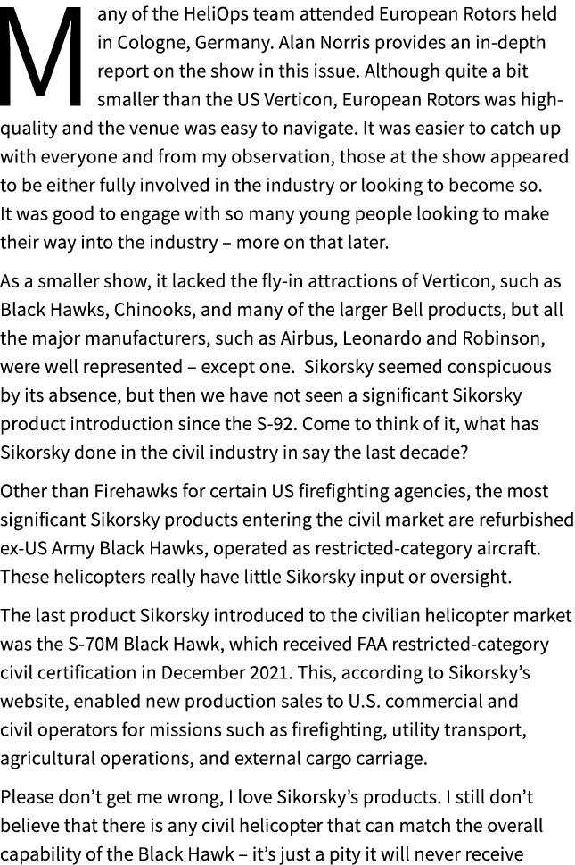 Many of the HeliOps team attended European Rotors held in Cologne, Germany. Alan Norris provides an in depth report o...