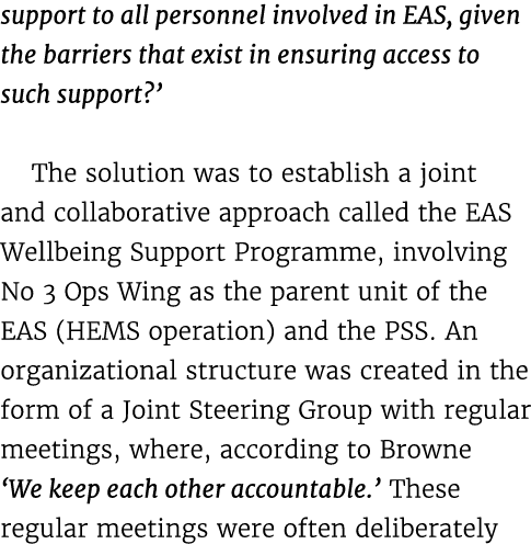 support to all personnel involved in EAS, given the barriers that exist in ensuring access to such support?’ The solu...