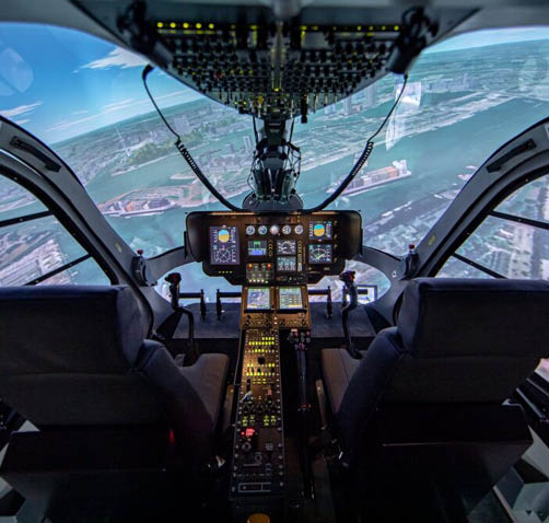 A cockpit of a plane with a large screen in front of the pilot. AI generated content
