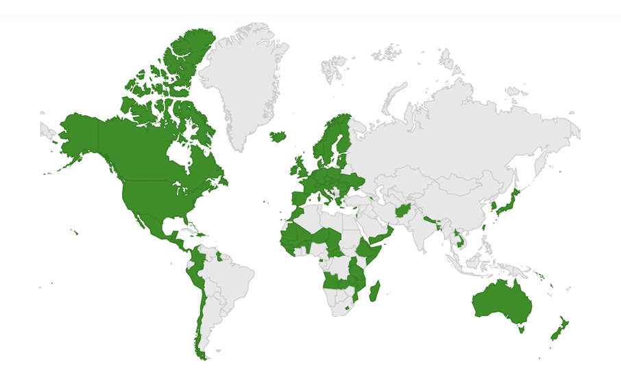 A map of the world is shown with green dots representing countries. AI generated content