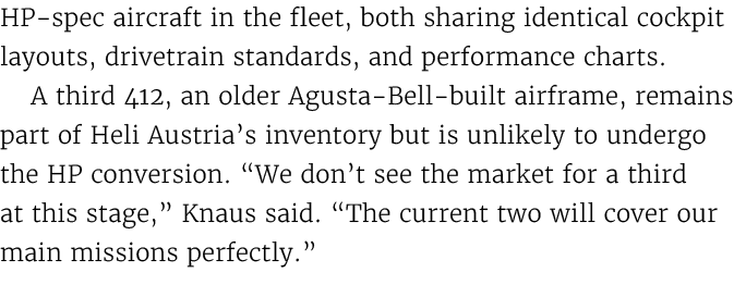 HP spec aircraft in the fleet, both sharing identical cockpit layouts, drivetrain standards, and performance charts. ...