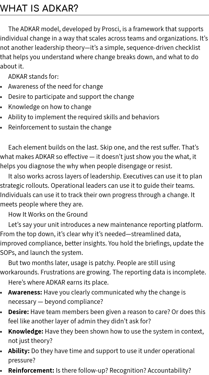 What Is ADKAR? The ADKAR model, developed by Prosci, is a framework that supports individual change in a way that sca...
