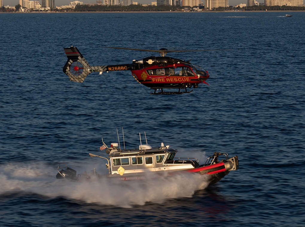 A helicopter is flying over a boat in the ocean. AI generated content