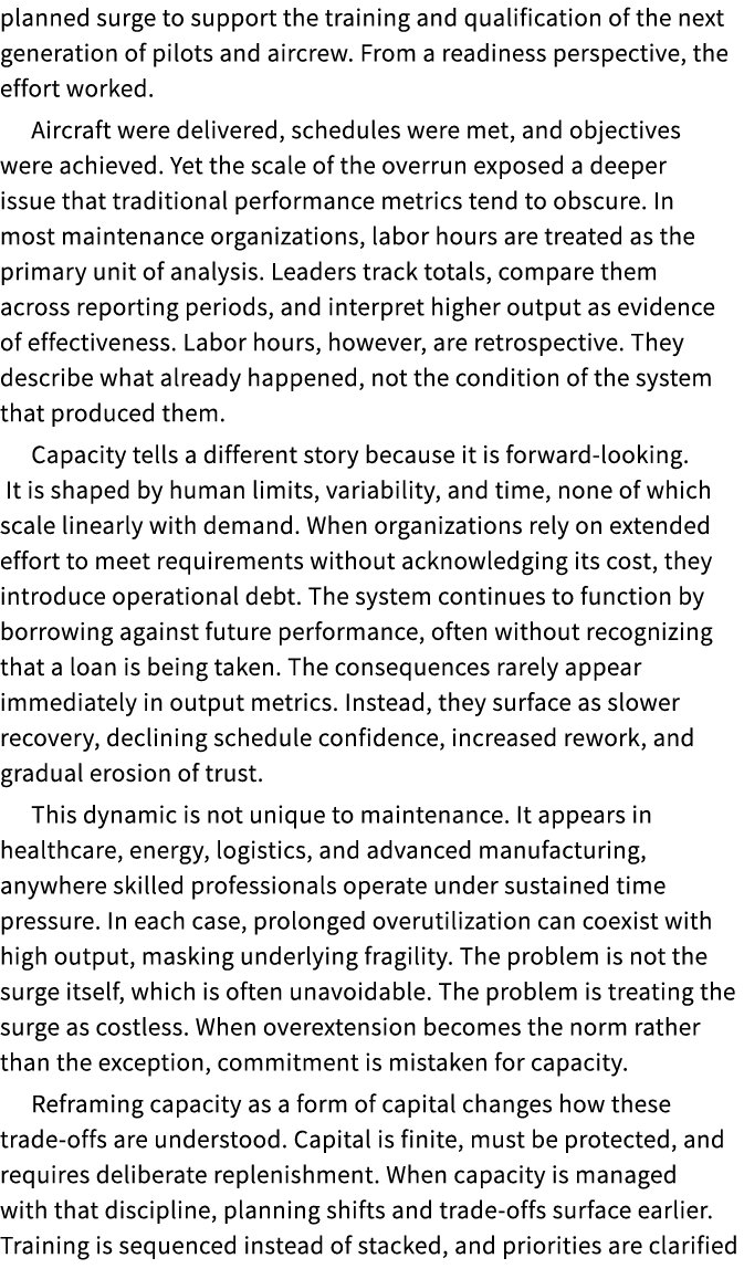 planned surge to support the training and qualification of the next generation of pilots and aircrew. From a readines...