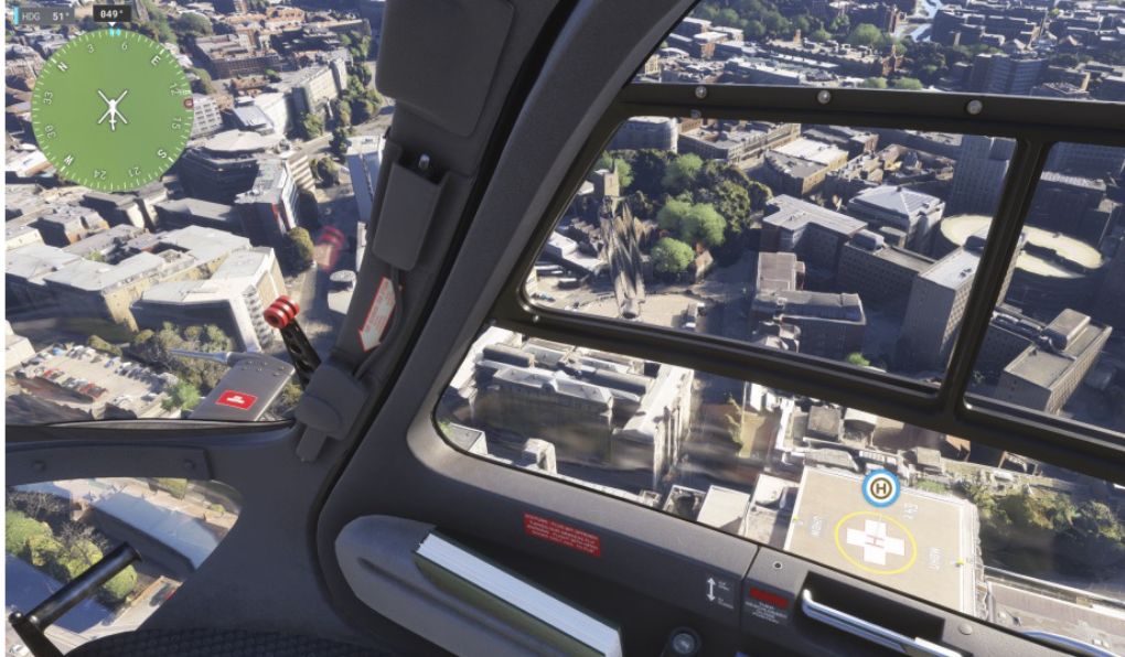 A man and a woman are sitting in a helicopter, enjoying the view of the mountains. AI generated content