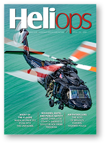 A helicopter is shown on the cover of the magazine. Description generated by AI