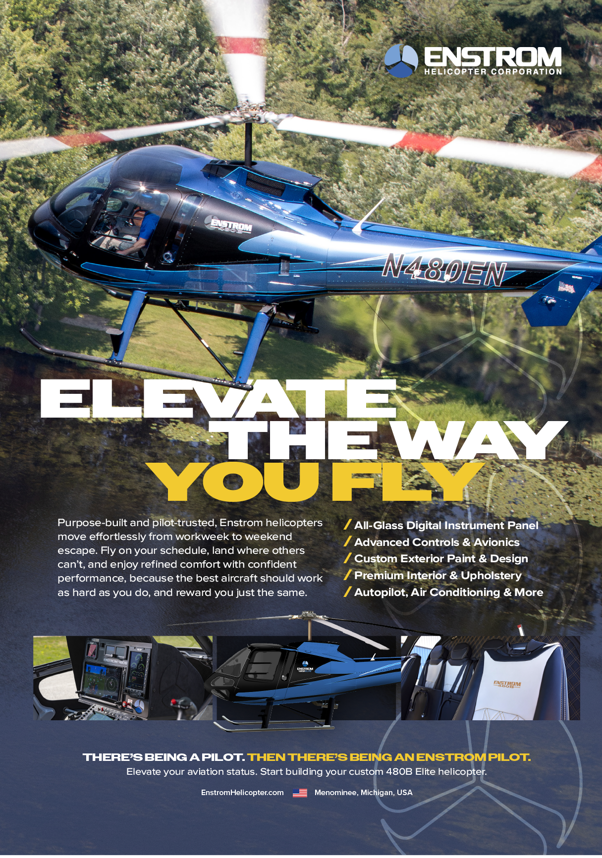 A helicopter is shown in the air. Description generated by AI
