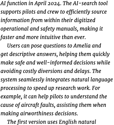 AI function in April 2024. The AI search tool supports pilots and crew to efficiently source information from within ...