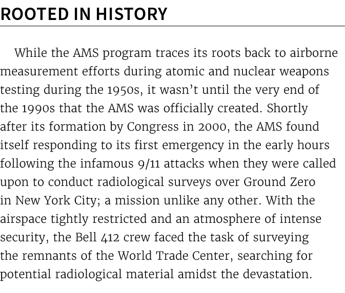 Rooted in History While the AMS program traces its roots back to airborne measurement efforts during atomic and nucle...