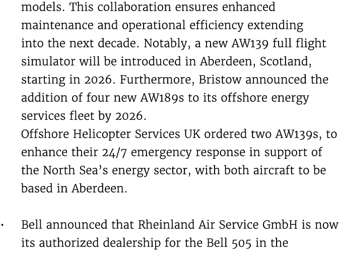 models. This collaboration ensures enhanced maintenance and operational efficiency extending into the next decade. No...