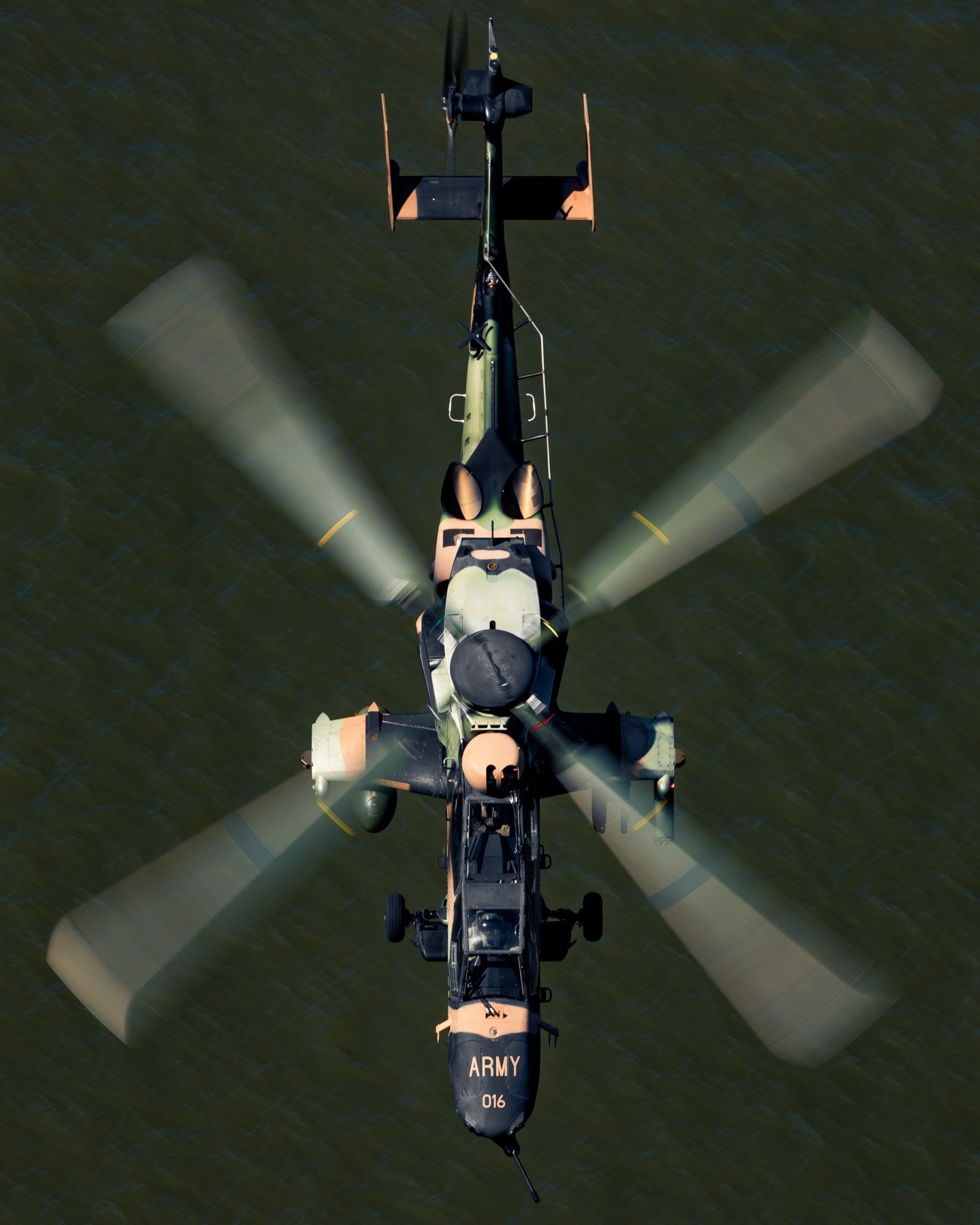 Australian Army Aviation Corps ARH Tiger 'A38-016' flying overhead the Brisbane River during rehearsals for the annual Riverfire display. A
handful of ARH Tigers are based at the nearby Swartz Barracks as part of the Army Aviation Training Centre.