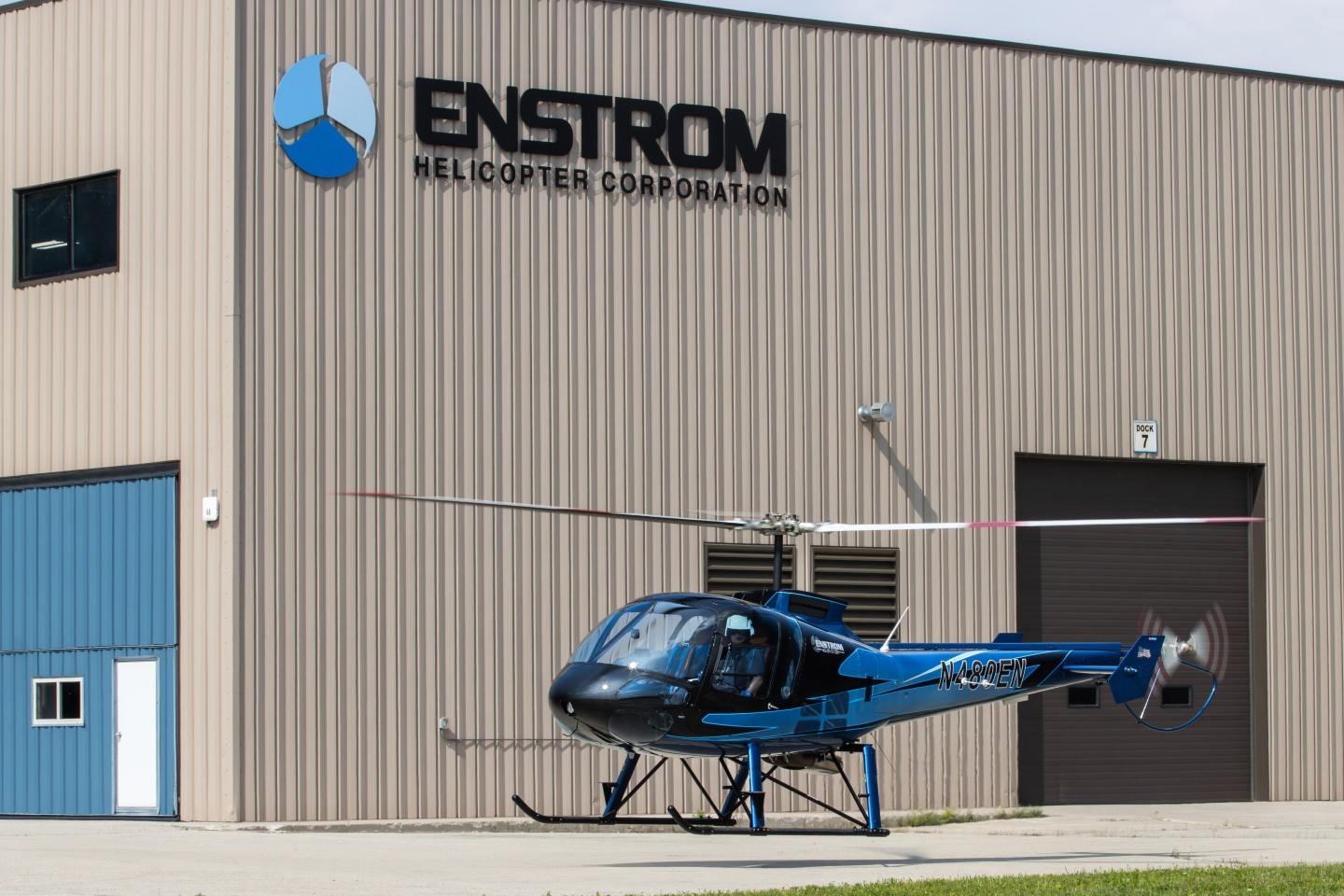 Enstrom 480B Elite Leaving the factory! This is Enstrom's latest and newest 480B elite helicopter. With the new paint scheme this aircraft looks beautiful!