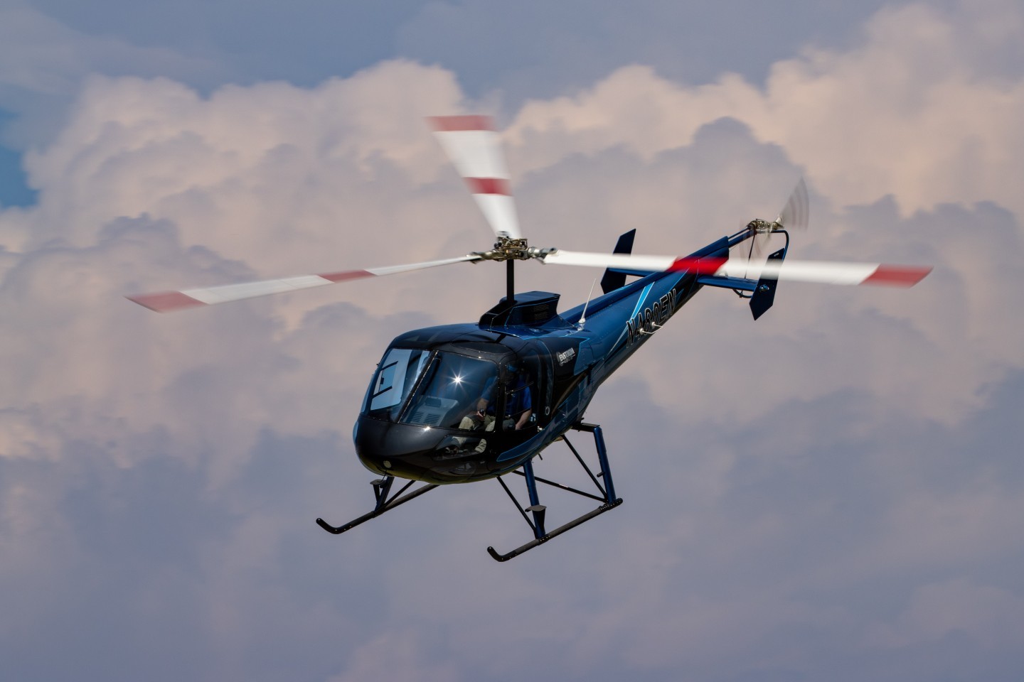 Enstrom Helicopters' newest 480B Elite helicopter, featuring modern design, advanced performance, and premium features for pilots, owners, and operators.