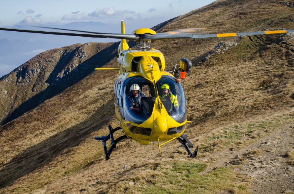 Airbus H145 "I-ANUB" callsign "Eliparma" operated by Avincis during an activity with the "Emilia Romagna Alpine Rescue" at Monte Cusna, Tuscan-Emilian Apennines.