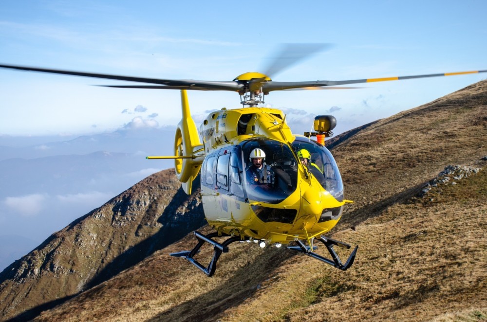 Airbus Helicopter H145-D3 "I-ANUB" callsign "Eliparma" for the rescue service operated by Avincis, during an activity with the Emilia Romagna Alpine Rescue on the "Monte Cusna" ridge of the Reggio Emilia Apennines.