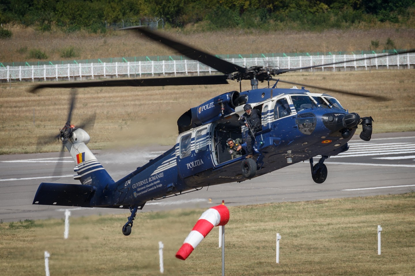 Romanian S-70M Black Hawk of the General Inspectorate for Aviation of the Internal Affairs Ministry training with the special operations forces for a tactical display.