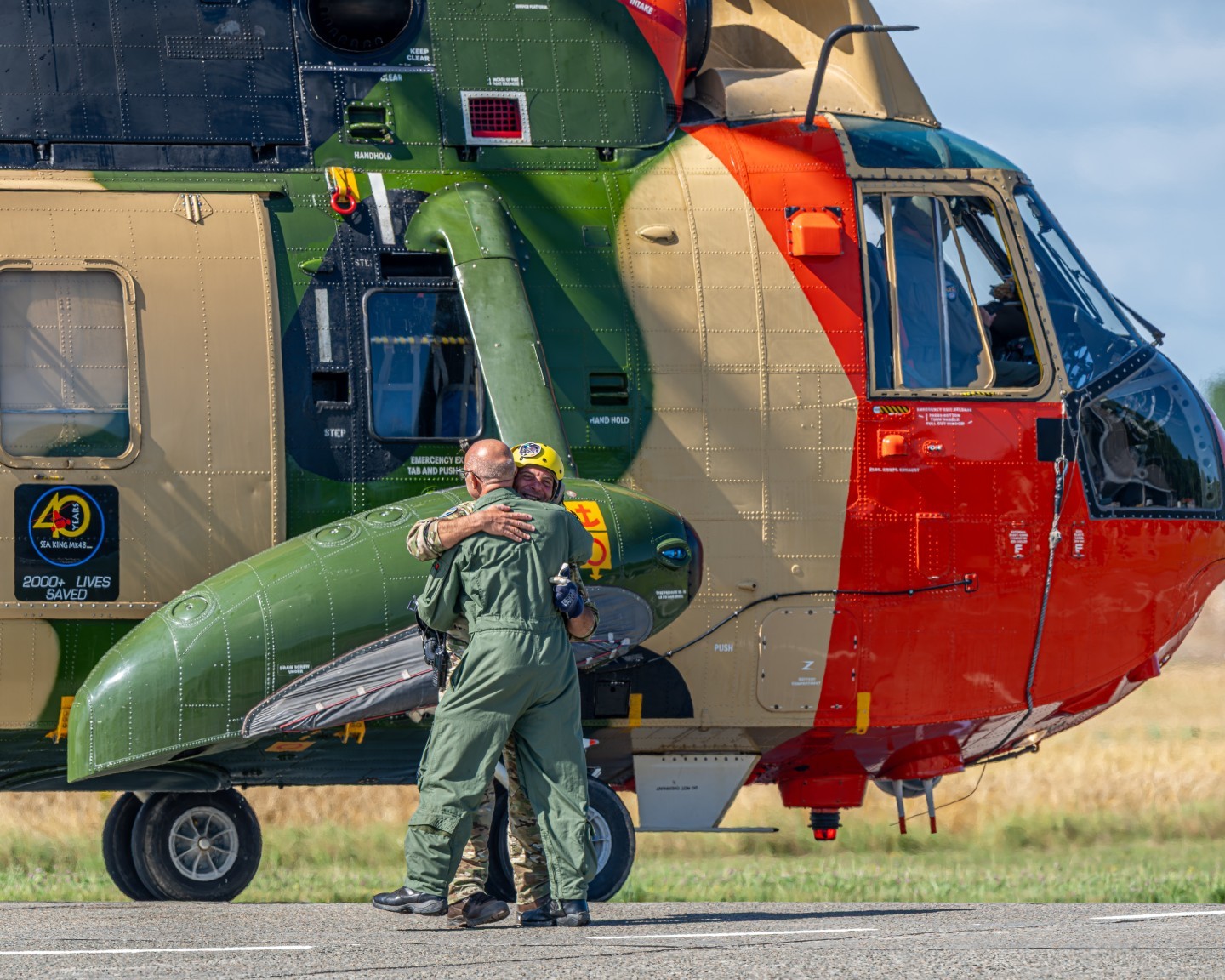 Belgian Air Force 40sqn Base crew member with person from Historical Helicopters
Search and Rescue Sea King heli
